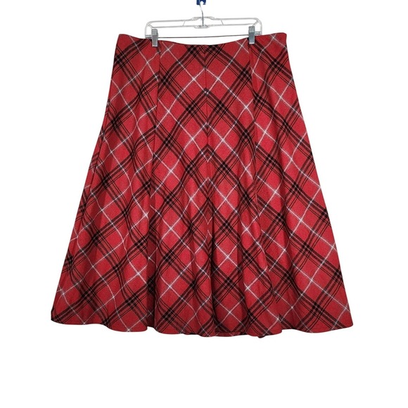Jessica London Dresses & Skirts - Jessica London Women's 20 Red Plaid A-Line Midi Skirt Wool Blend Lined Holiday